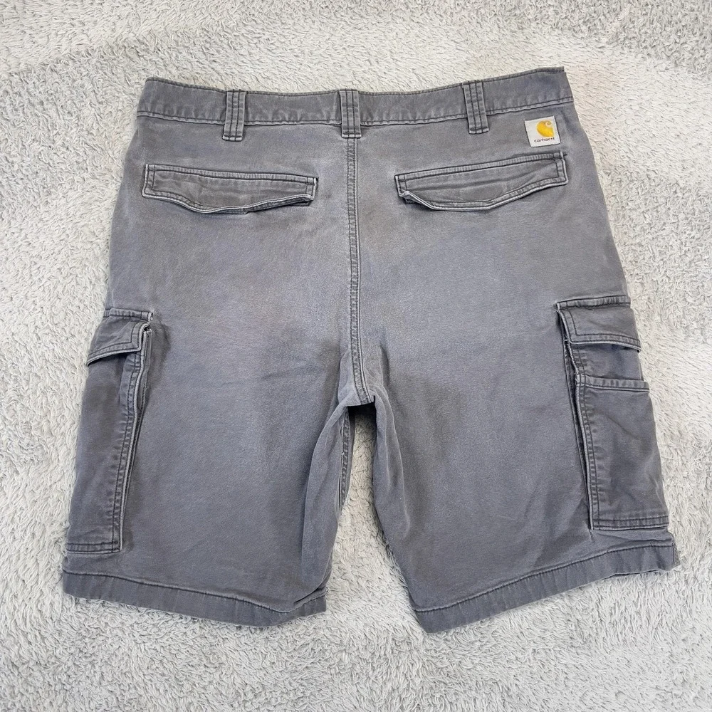 Carhartt Shorts Mens 36 Gray Rugged Flex Canvas Cargo Relaxed Work BS3542-M